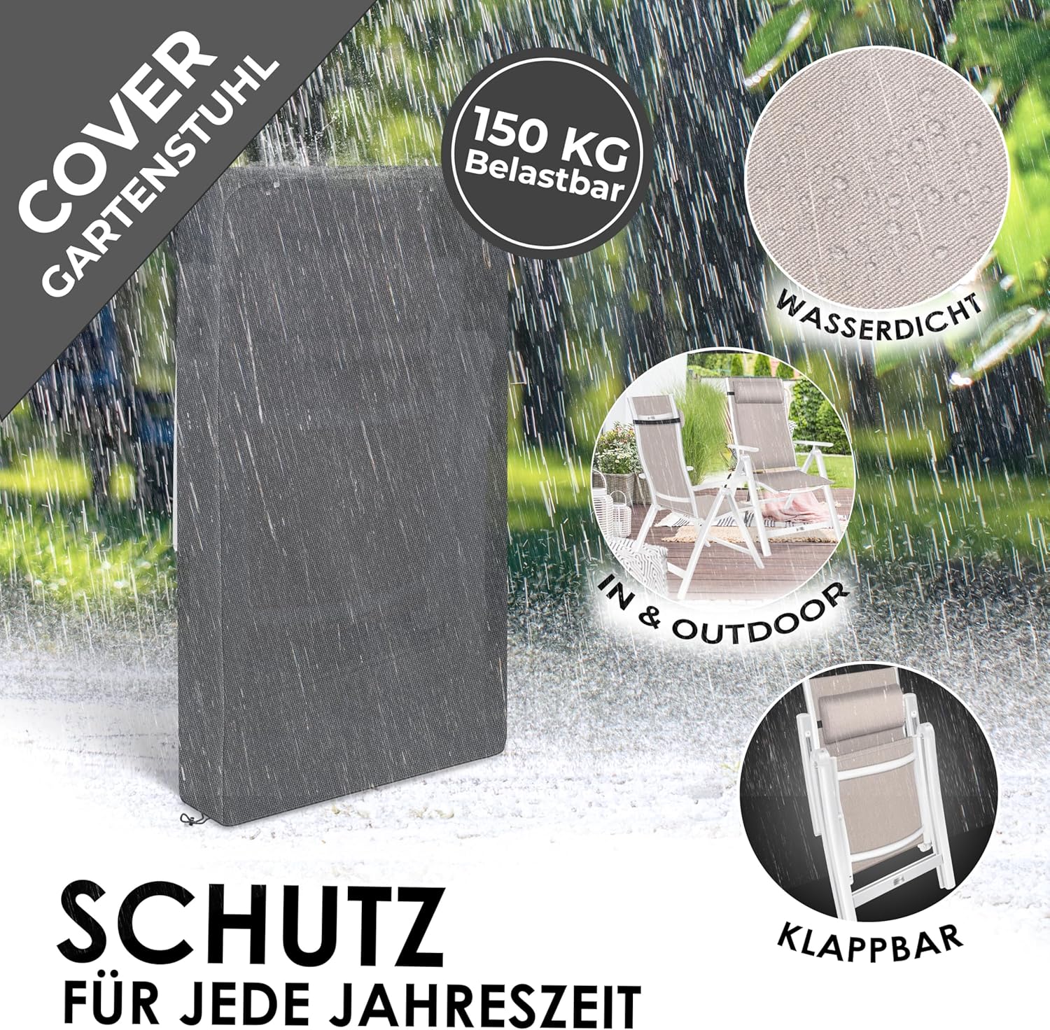 KESSER® Gartenstuhl Hochlehner mit Armlehnen 6er Set Aluminium Klappstuhl mit Kopfkissen & Abdeckung Campingstuhl 7-Fach Verstellbar Rückenlehne Atmungsaktiv Wetterfest Klappbar Anti-Rutsch, Taupe
