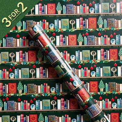 Festive Bookcase 3M Rollwrap