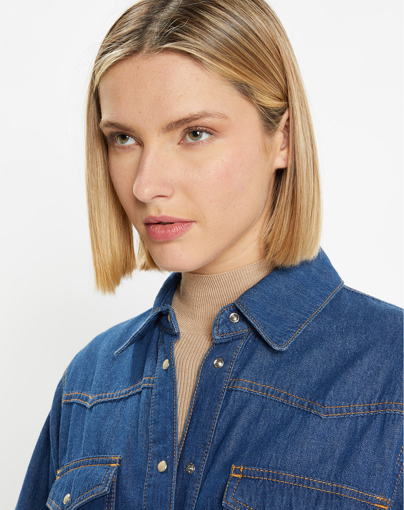 Galeries Lafayette Chemise en denim de Coton bio Colorado bleu foncé