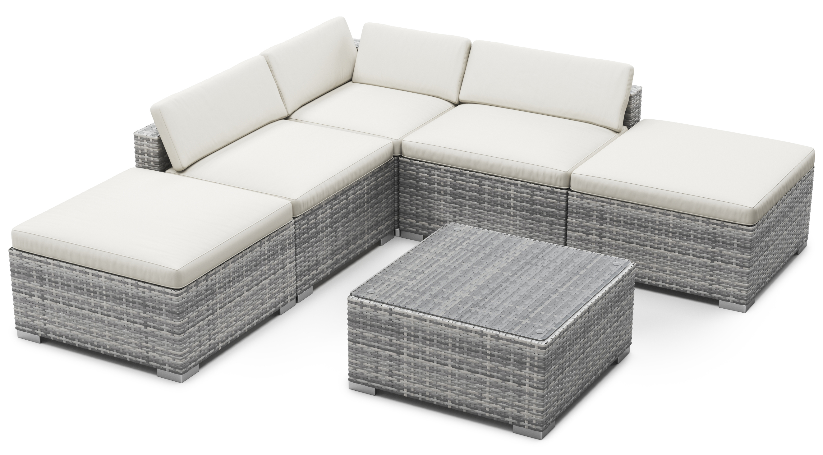 Rattanlounge TEXAS grau/weiss