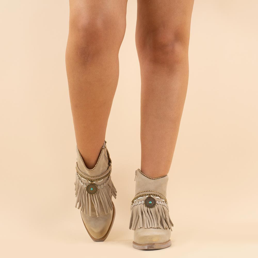 Nemonic 2216 boho enkellaarzen crema