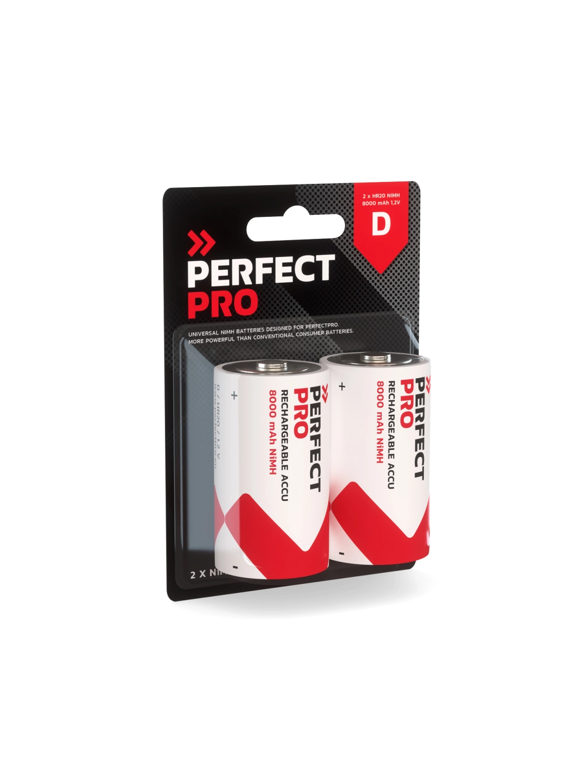 PerfectPro B-D2 Batterij NiMH 8000 mAh, 2 stuks D