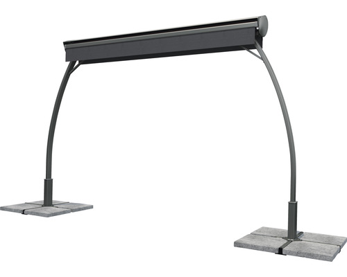 Vrijstaande zonnescherm Biella 3.95x3, doek effen grijs, frame RAL 7022 umbragrijs, inclusief motor en LED-verlichting
