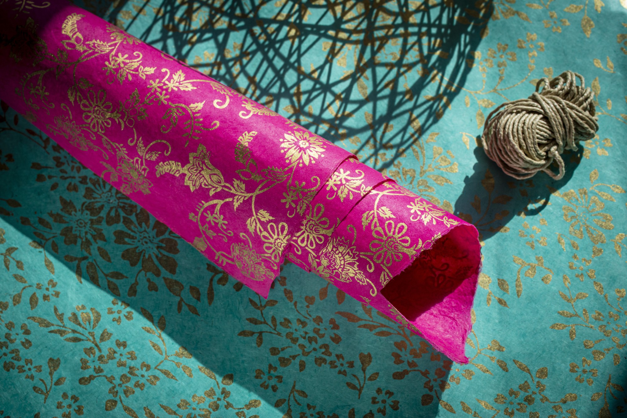 Geschenkpapier 'Blumen'  handgeschöpft, mint, L 76 cm, B 50 cm günstig bestellen