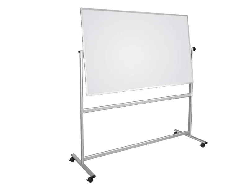 Whiteboard Mobil og vendbar 150x100 cm magnetisk med aluminiumsstel og ramme inkl. pennebakke