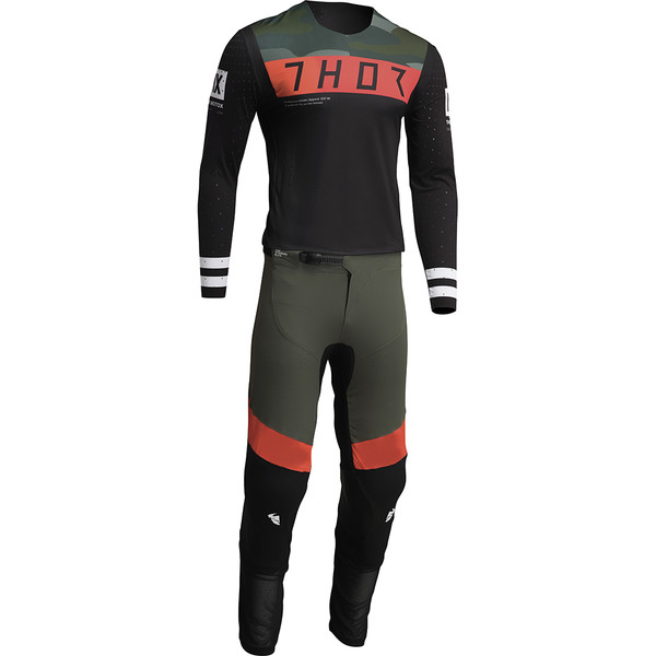 Thor Motocross - Maillot Prime Status Noir / Camouflage Vert / Orange