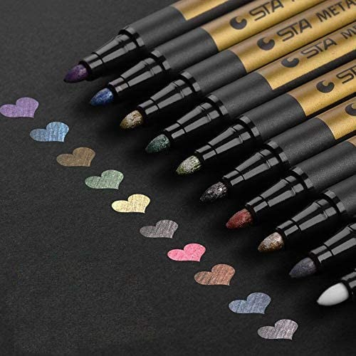 (10er Set) Metallic Marker Glitzer Stifte Glimmer Pen auf Wasserbasis
