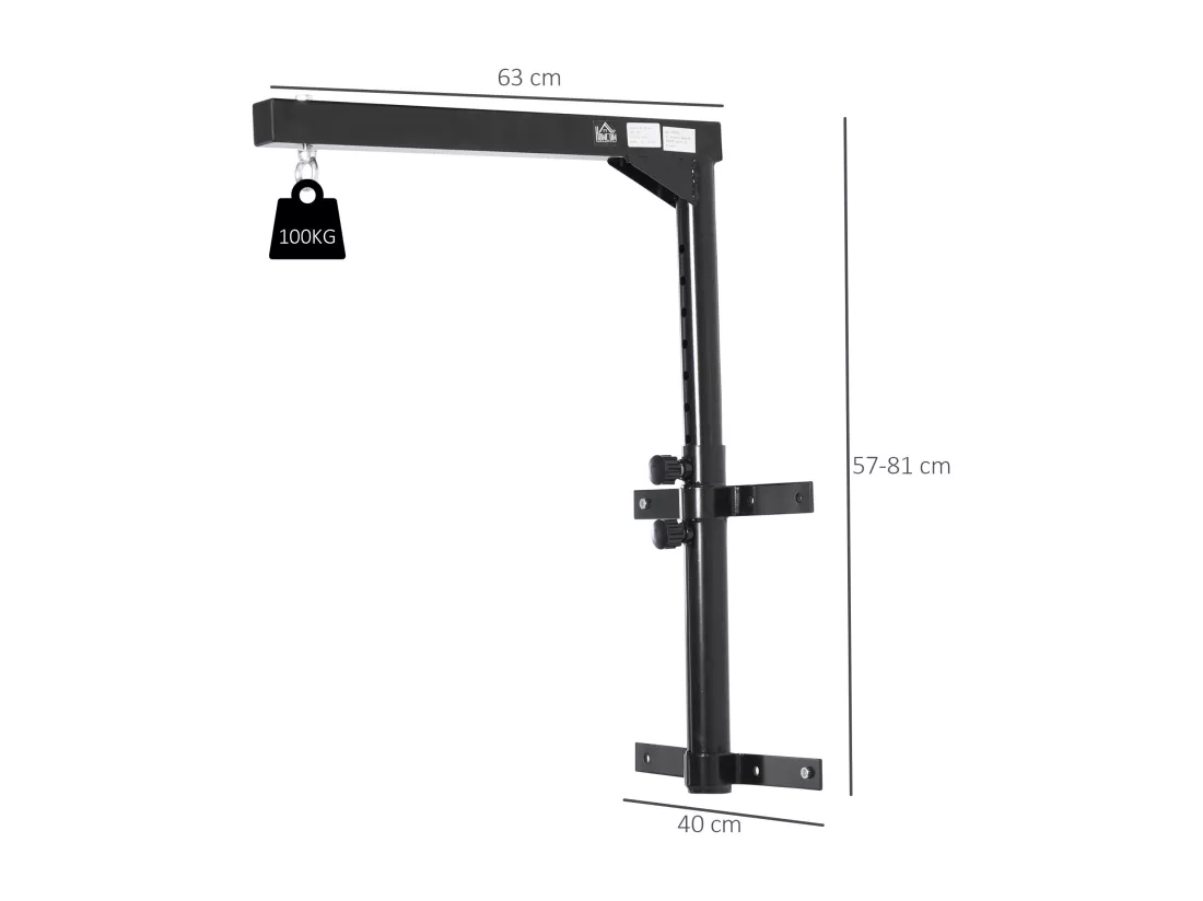 Support sac de boxe fixation sac de frappe hauteur réglable charge max. 100 Kg acier noir
