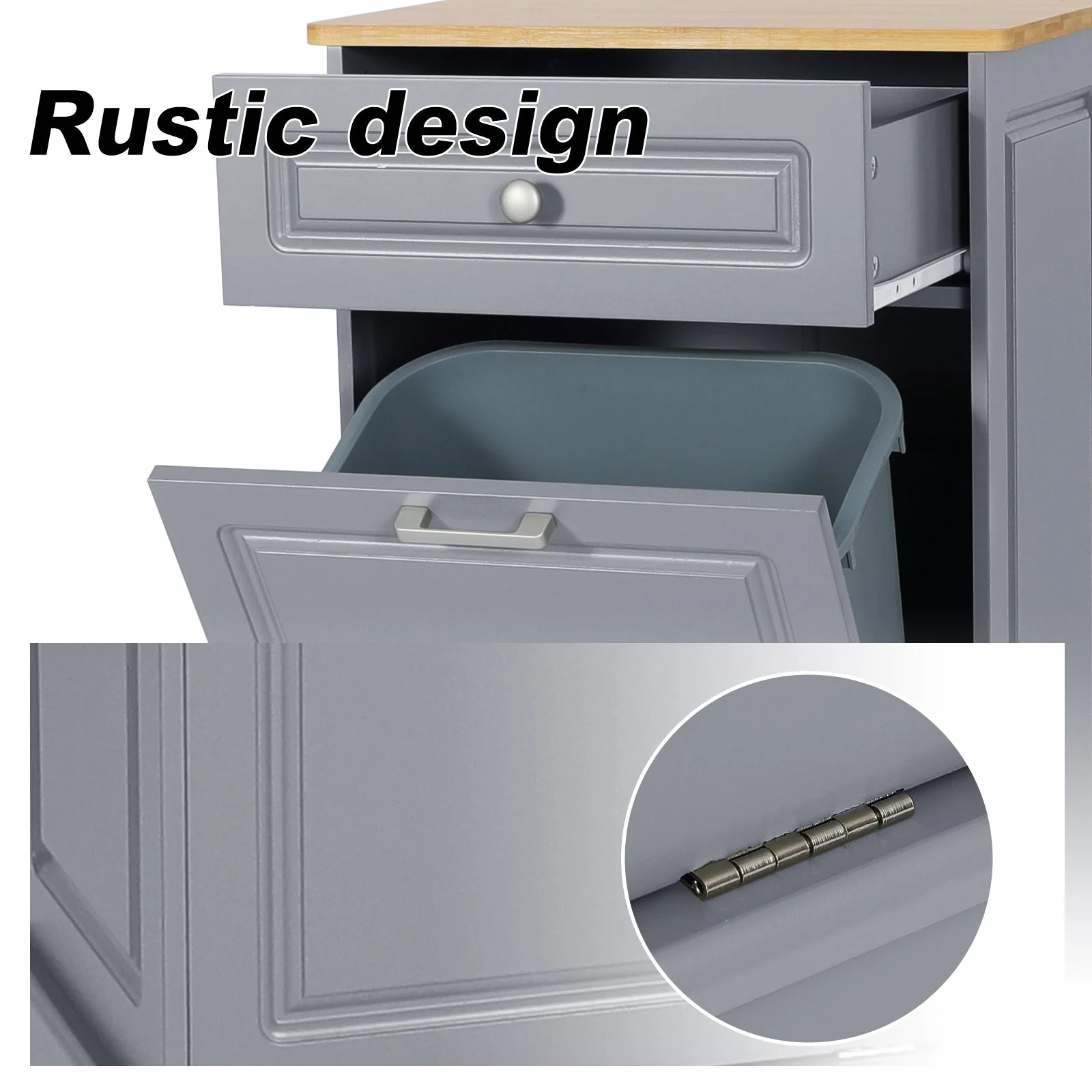 Kitchen Tilt Out Trash Cabinet Can Bin Storage Wooden Counter-top Waste Baskets with Drawer