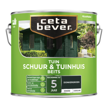 CetaBever Tuinbeits Schuur & Tuinhuis zijdeglans dekkend donkergroen 2,5 liter