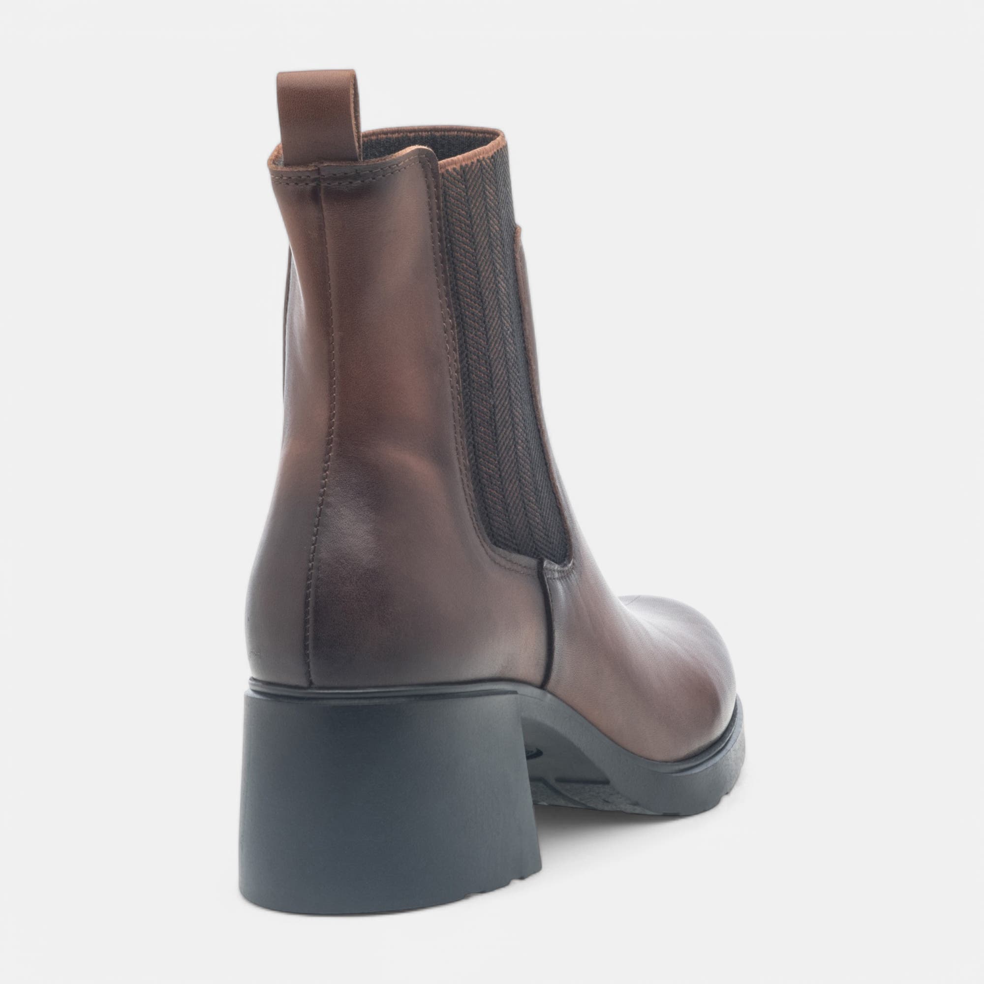 Boots chelsea à talon Femme en cuir cognac