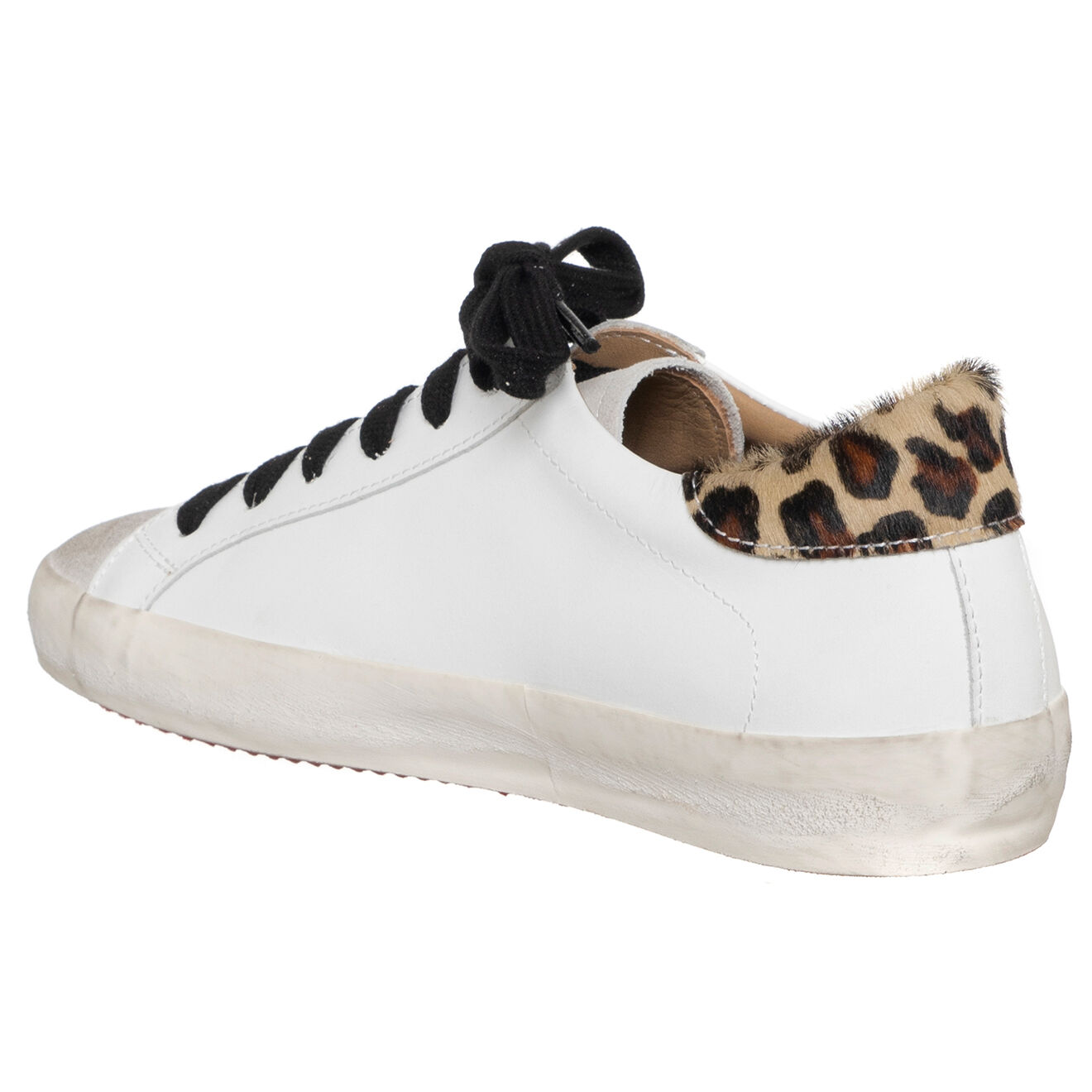 Loretta Pettinari Sneakers en Cuir Leonie blanc/argenté/léopard