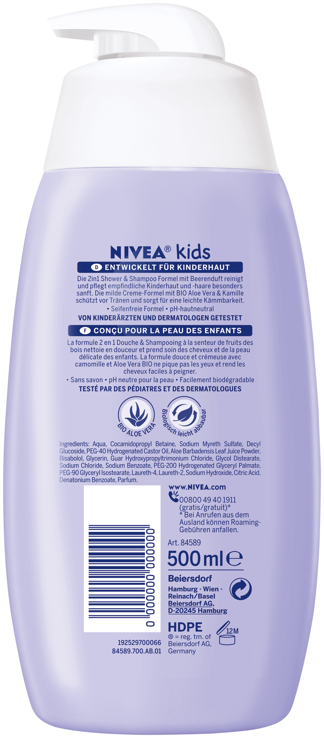 Nivea Kids 2in1 Shower & Shampoo<br>500 ml, Girl Beeren