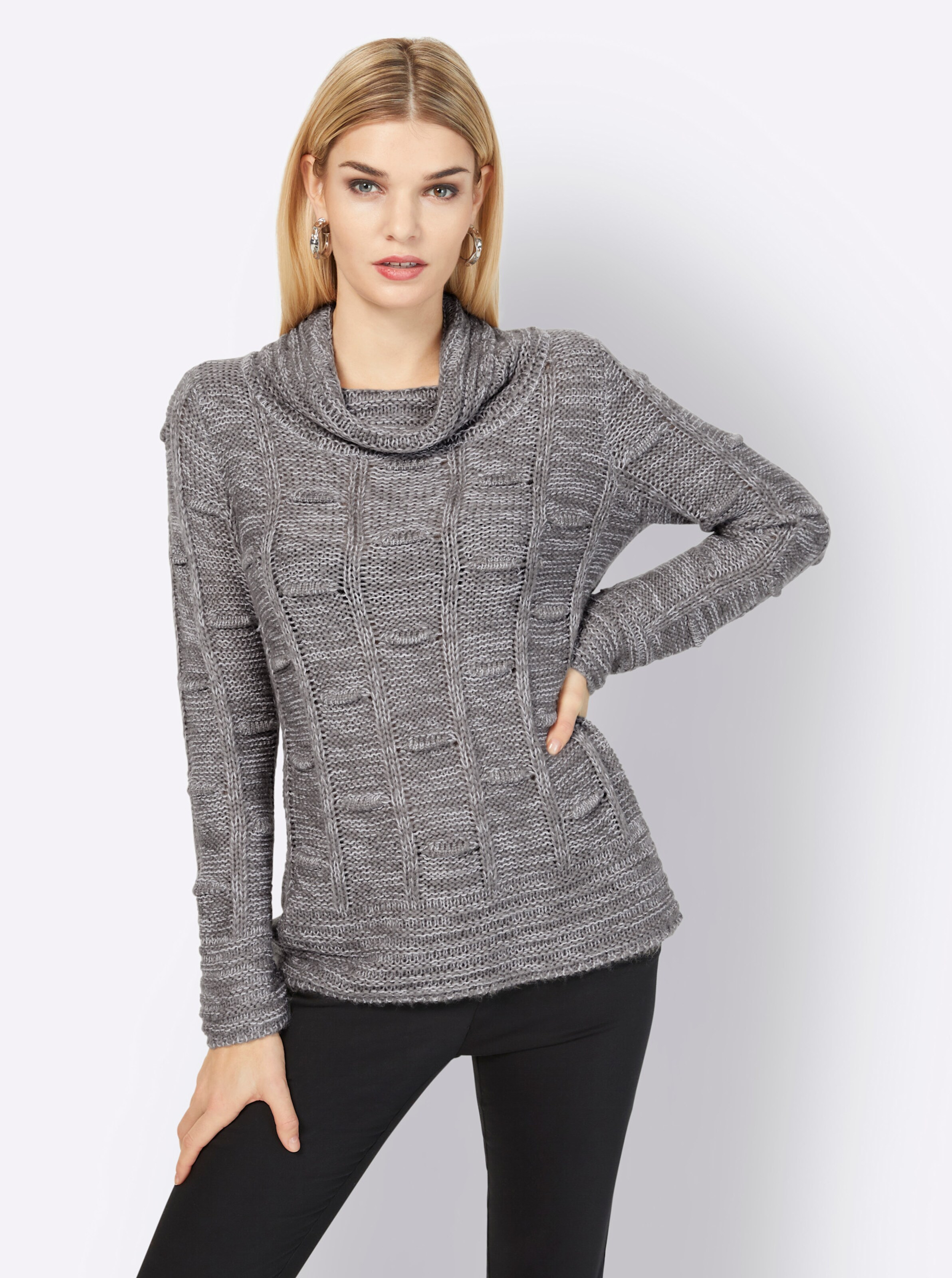 Pullover in anthrazit-meliert