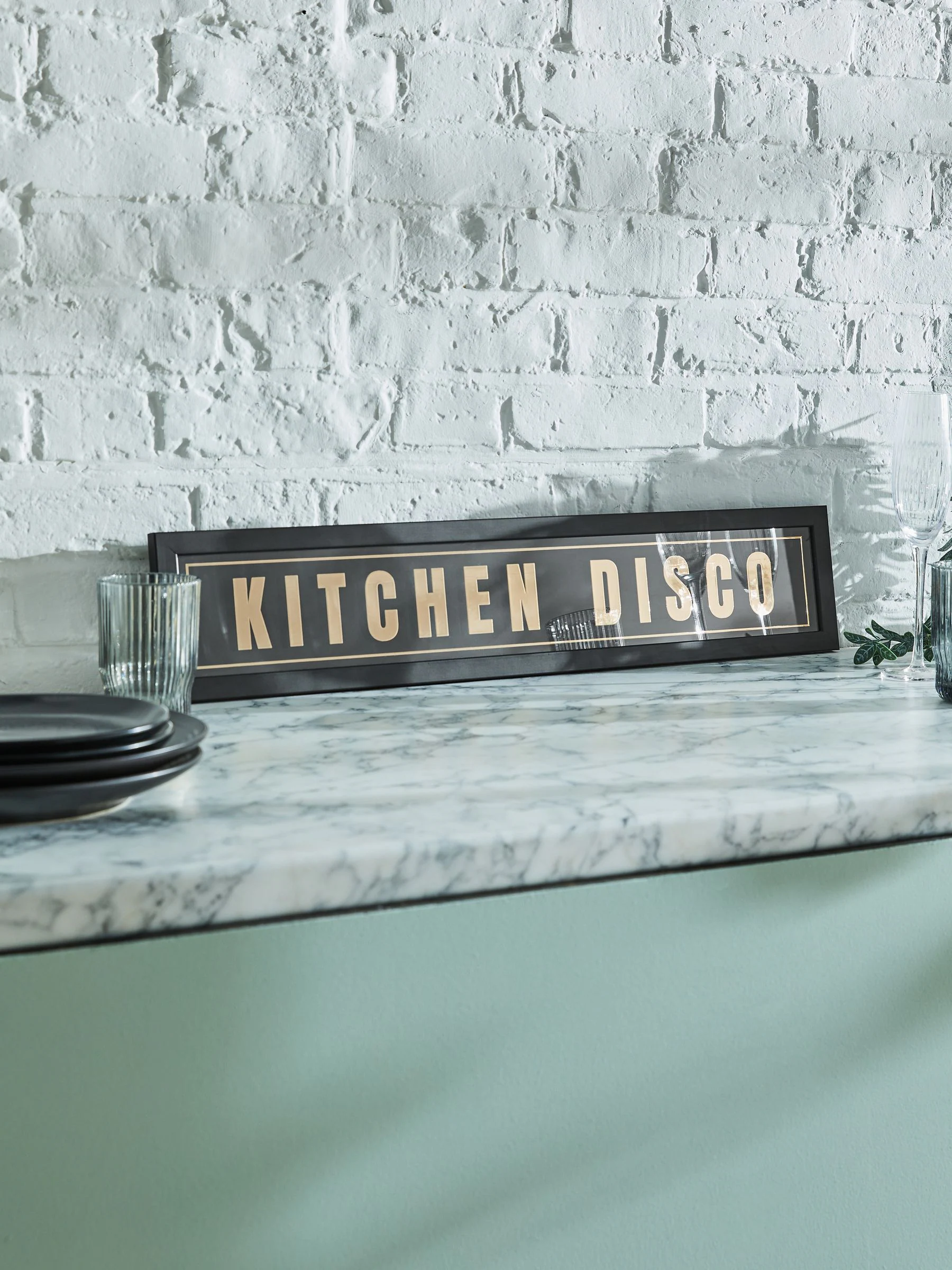 Kitchen Disco Slogan Framed Wall Art