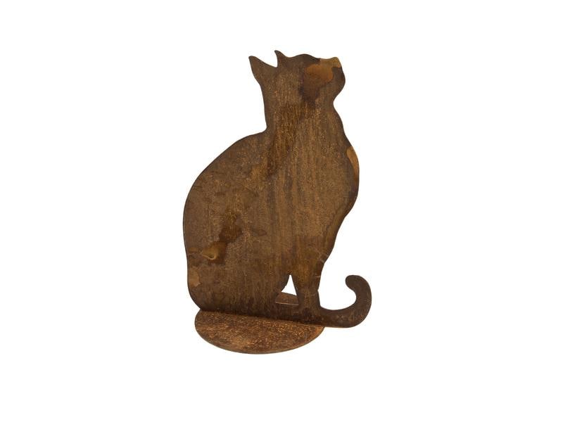 Ambiance Dekofigur Katze auf Platte, sitzend Gartendeko aus Rost