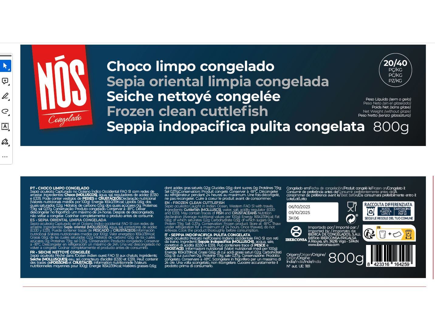 CHOCO LIMPO EMBALADO CONGELADO 800GR