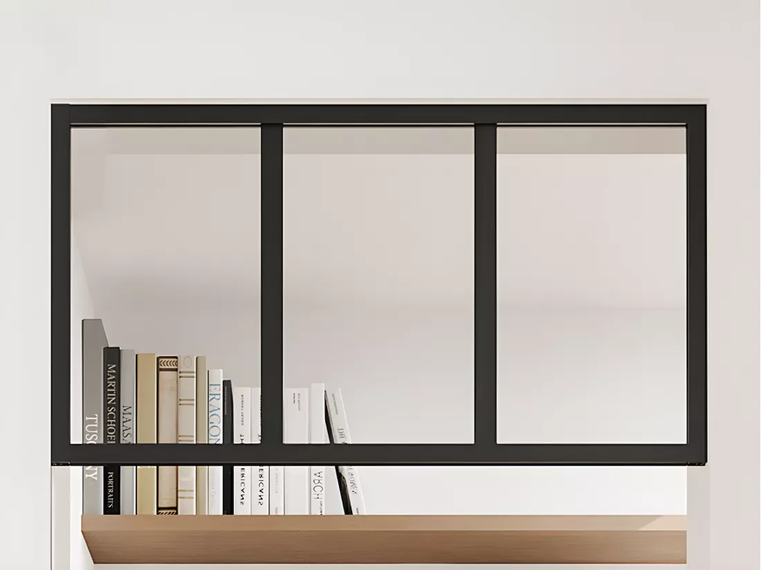 Imposte atelier en aluminium thermolaqué - L73 x H40cm - Noir - BAYVIEW