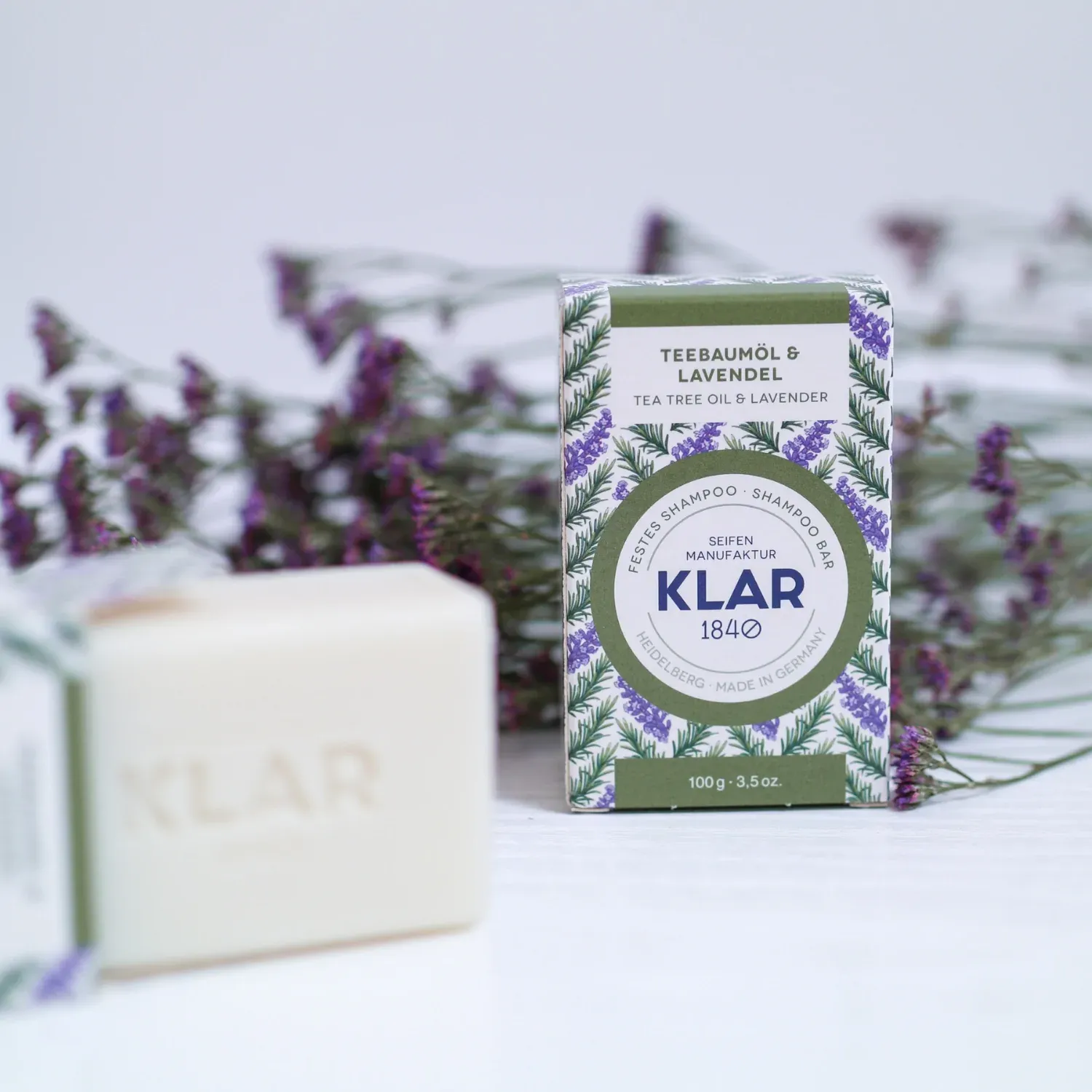 KLAR  Festes Shampoo Teebaumöl & Lavendel, 100 g