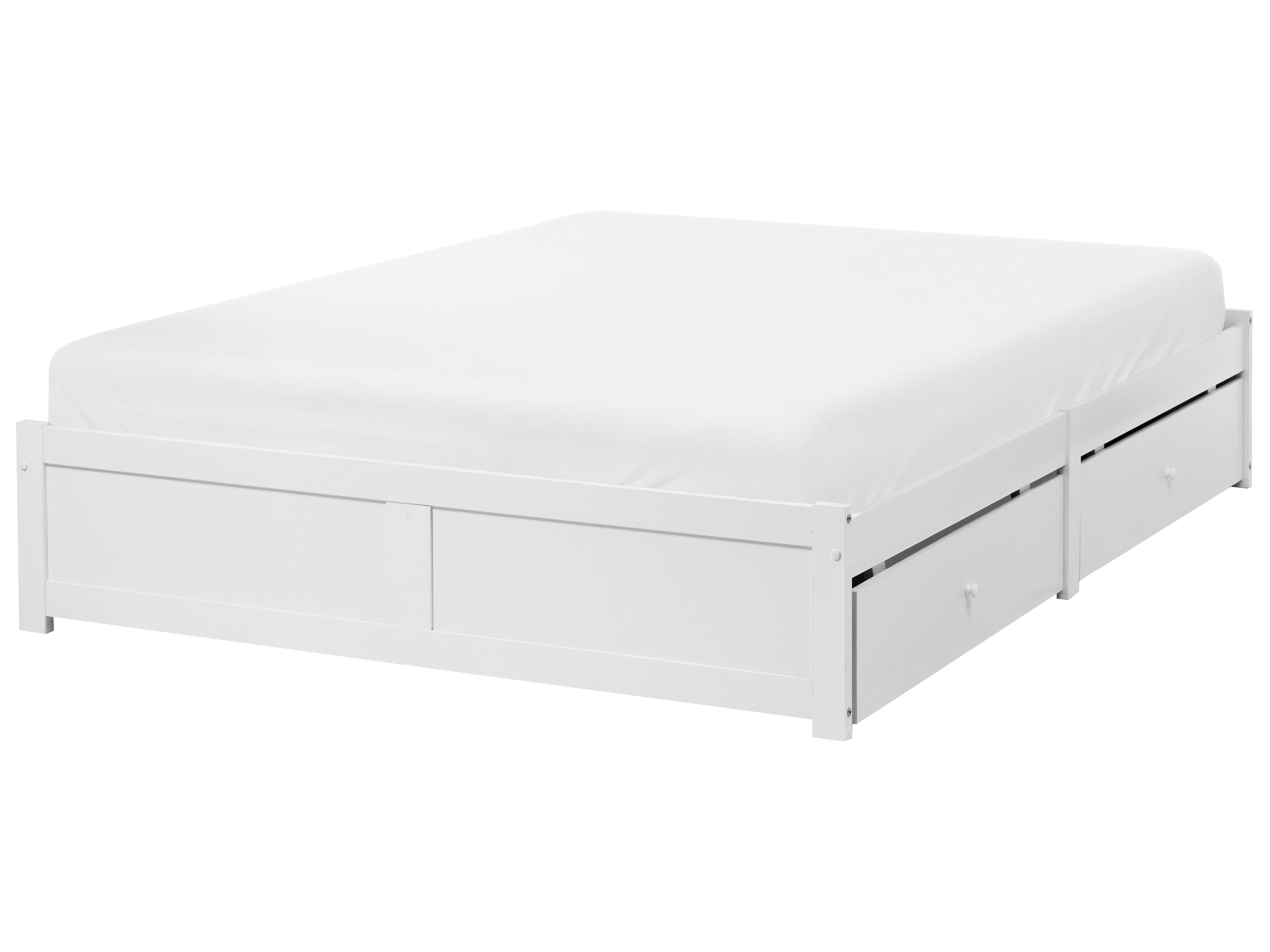 Bed met opbergruimte zonder hoofdbord BRUX 180 x 200 cm Wit