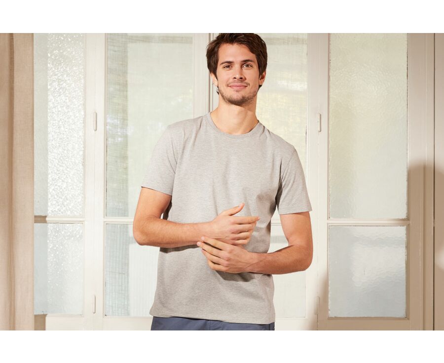Tee-shirt coton bio uni Gris chiné clair - EDGAR III