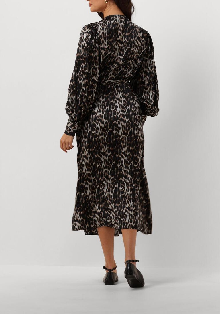 bruine co'couture midi jurk leo leo wrap dress