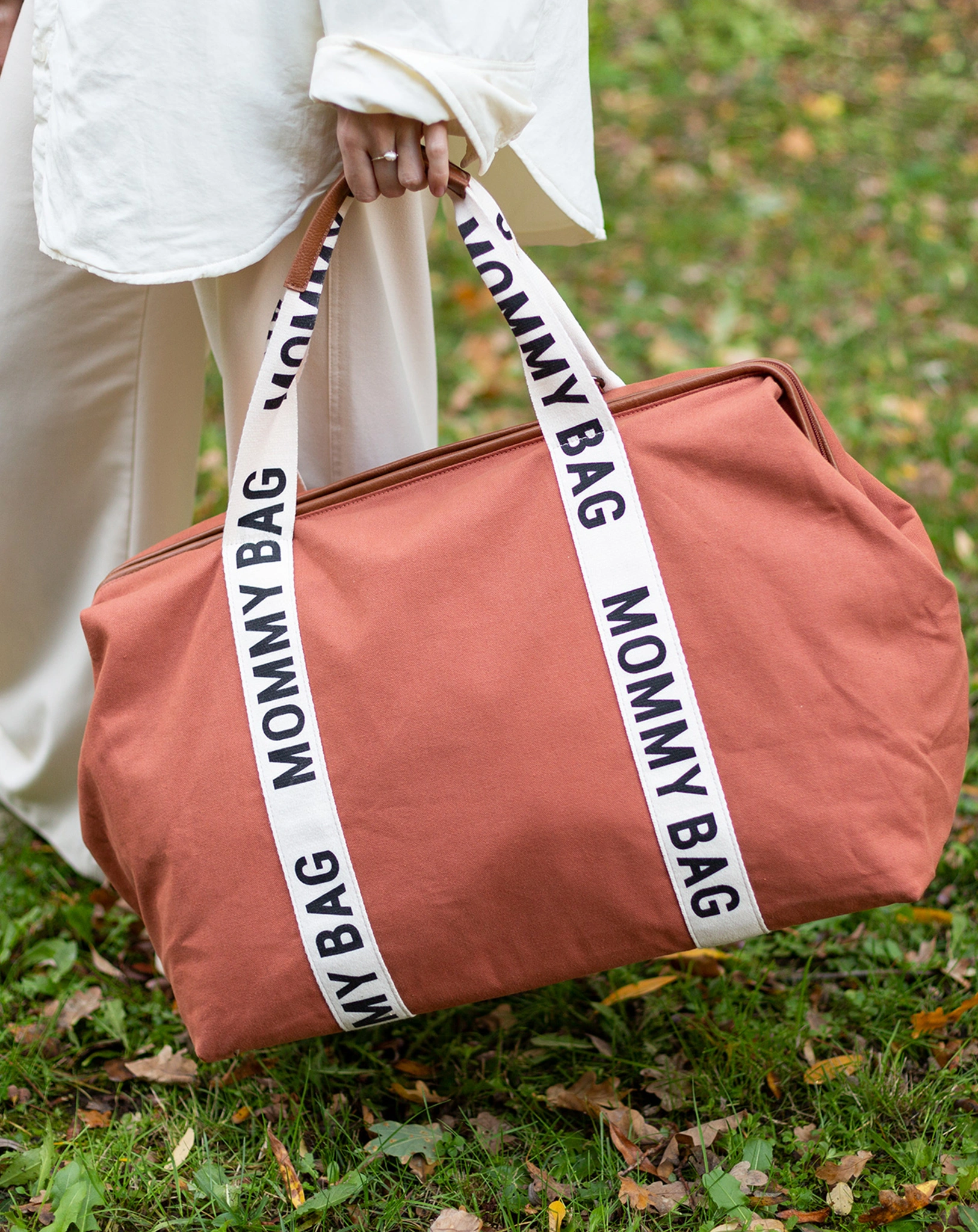 Canvas-Wickeltasche MOMMY BAG SIG (55x35x40) in terracotta