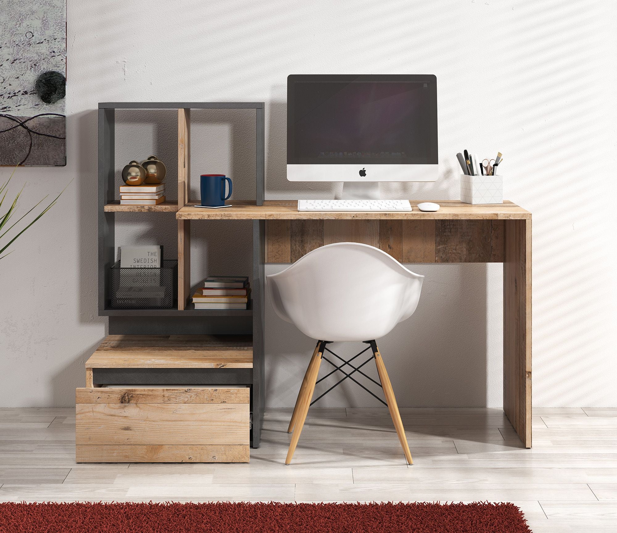 Pierre 2 - Bureau - Licht eiken/antraciet - 145x52 cm