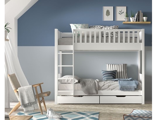 VIPACK - Lit évolutif Lit superposé 90x200 sommiers et tiroirs inclus scott - blan...