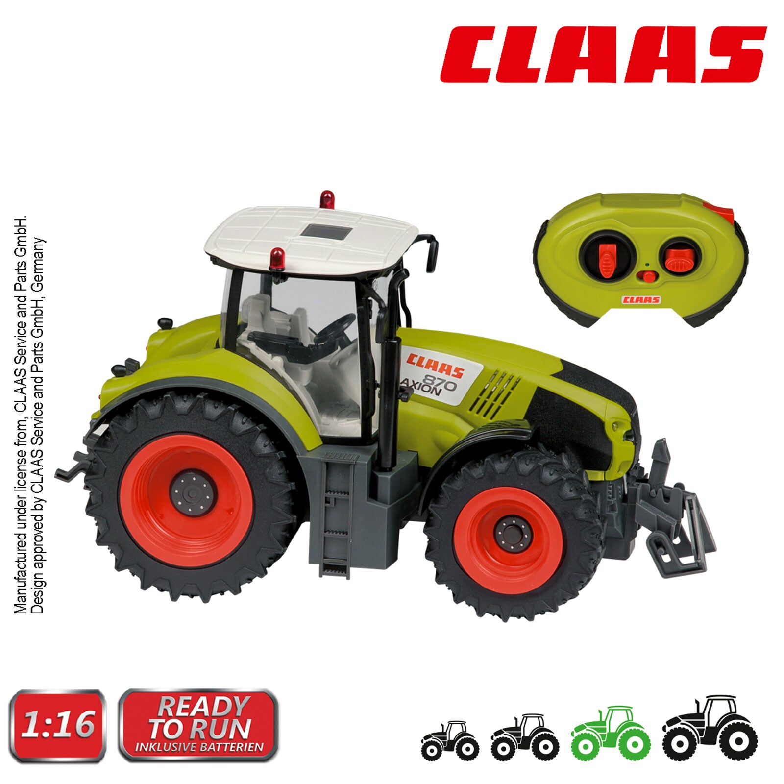 CLAAS Axion 870 RC Traktor Funk Ferngesteuertes Auto Elektro Fahrzeug 35 cm 1:16