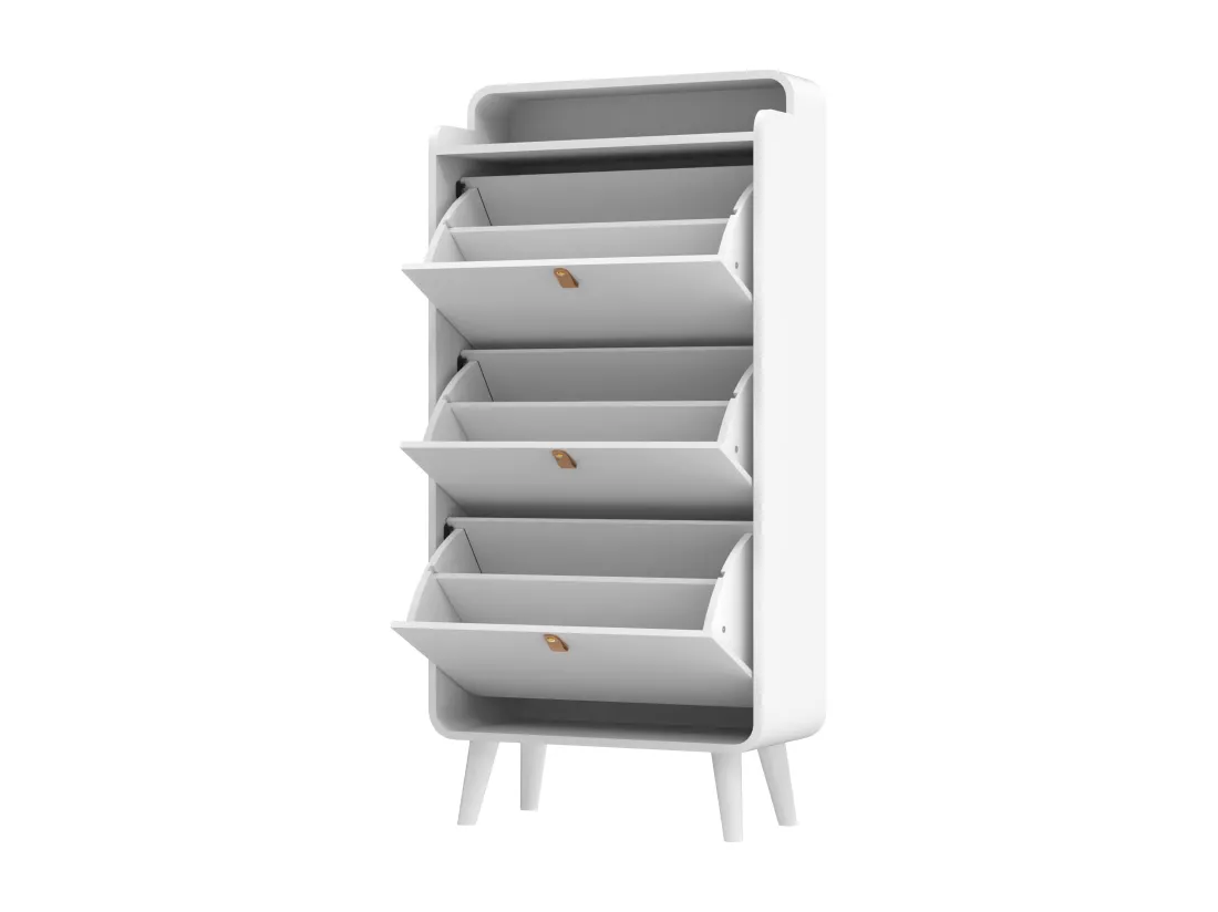 Haobosic - Armoire à chaussures avec 3 tiroirs rabattables, meuble de rangement pour entrée, étagère étroite avec compartiment supérieur,blanc