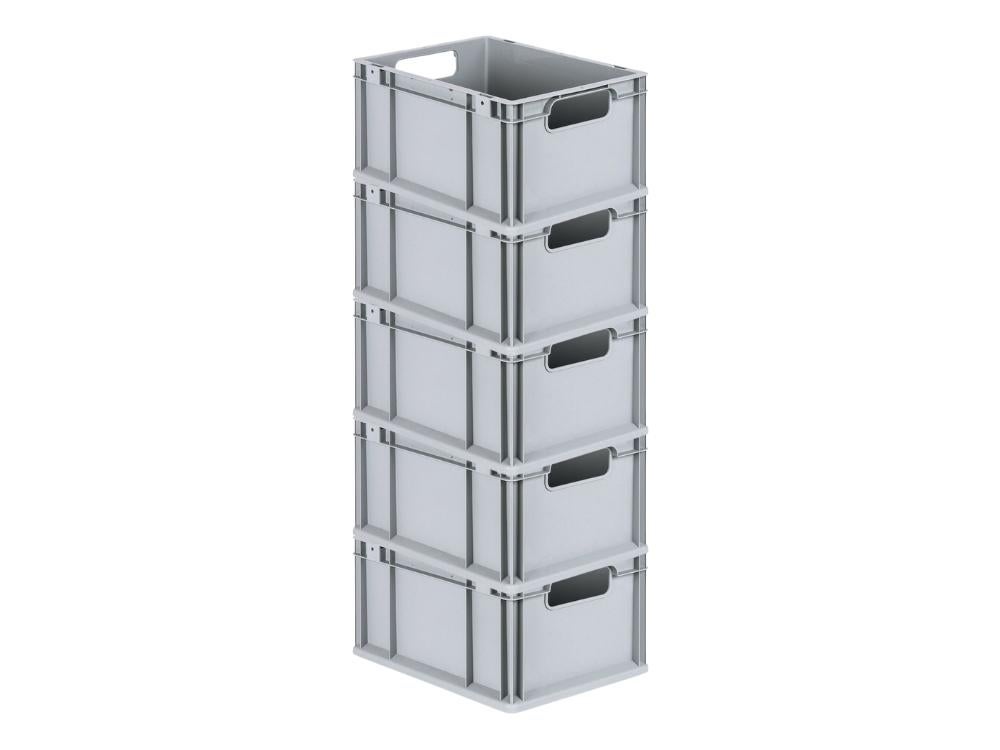 PROREGAL Value Set 5x Eurobox Nextgen Economy Handgrepen Open HxBxD 22 x 30 x 40 cm 20 Liter Euro Container Transportbox Transportcontainer