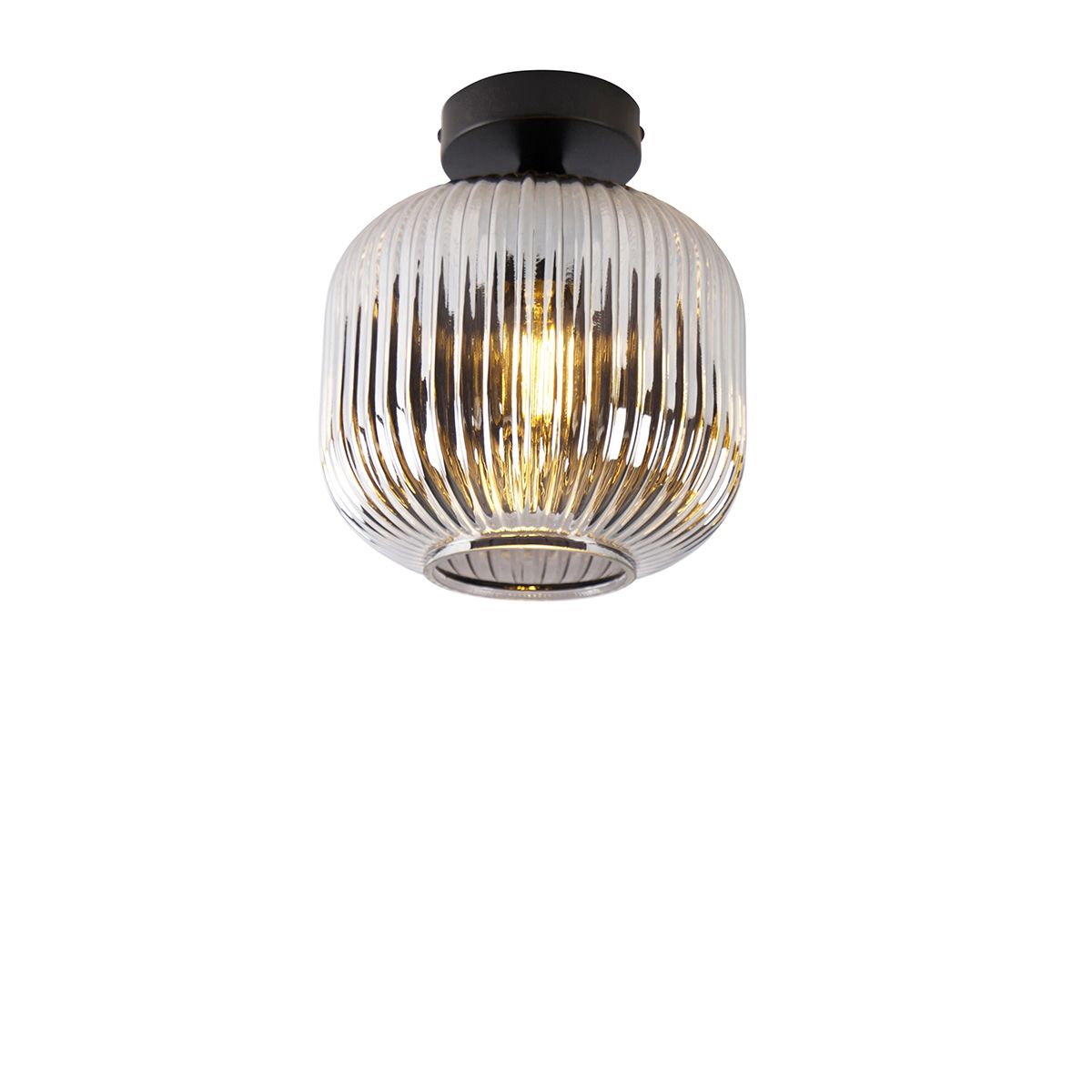 Smart plafondlamp zwart met smoke glas incl. Wifi A60 - Karel