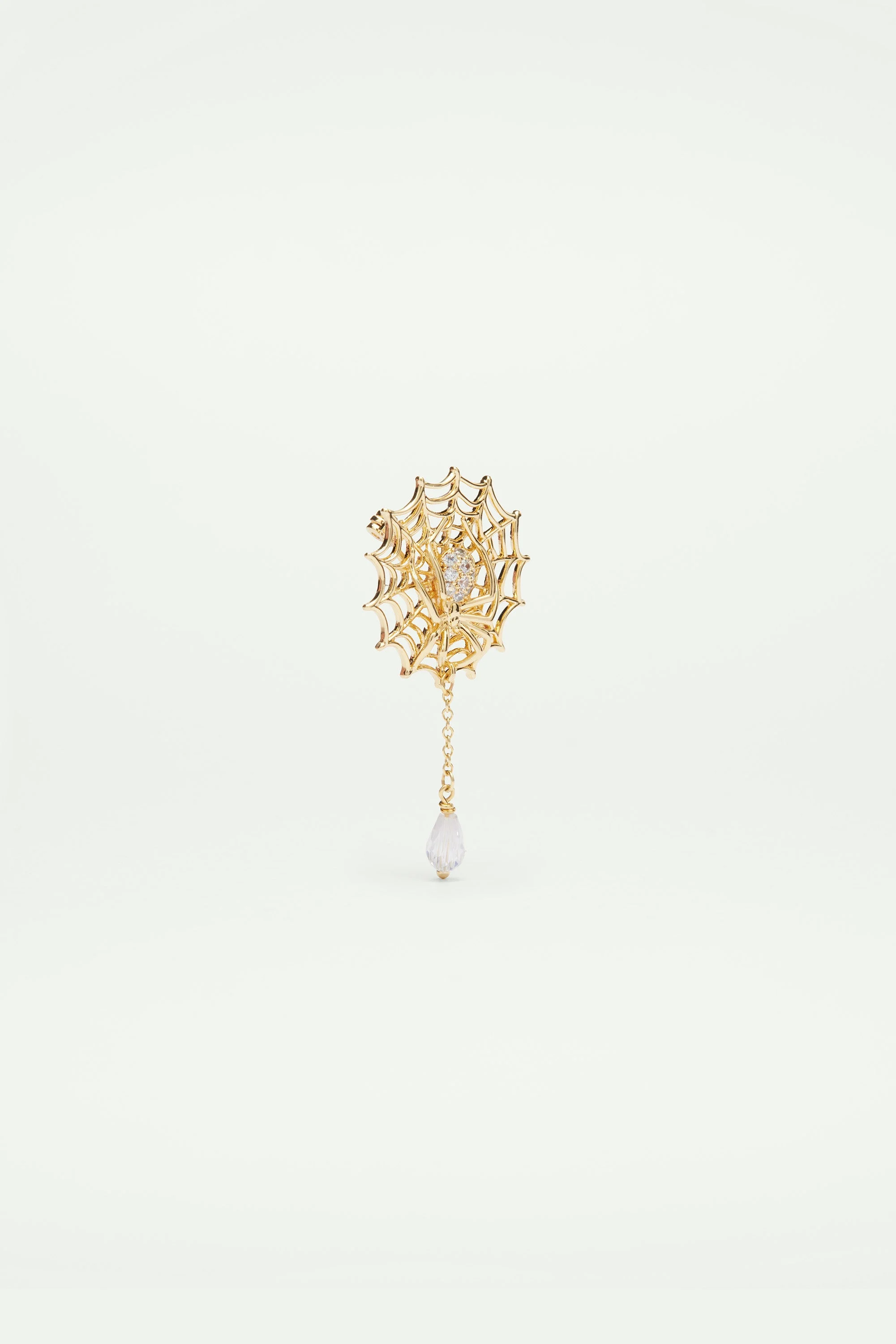 Broche pendante toile d'araignée et pierre taillée | Jaune