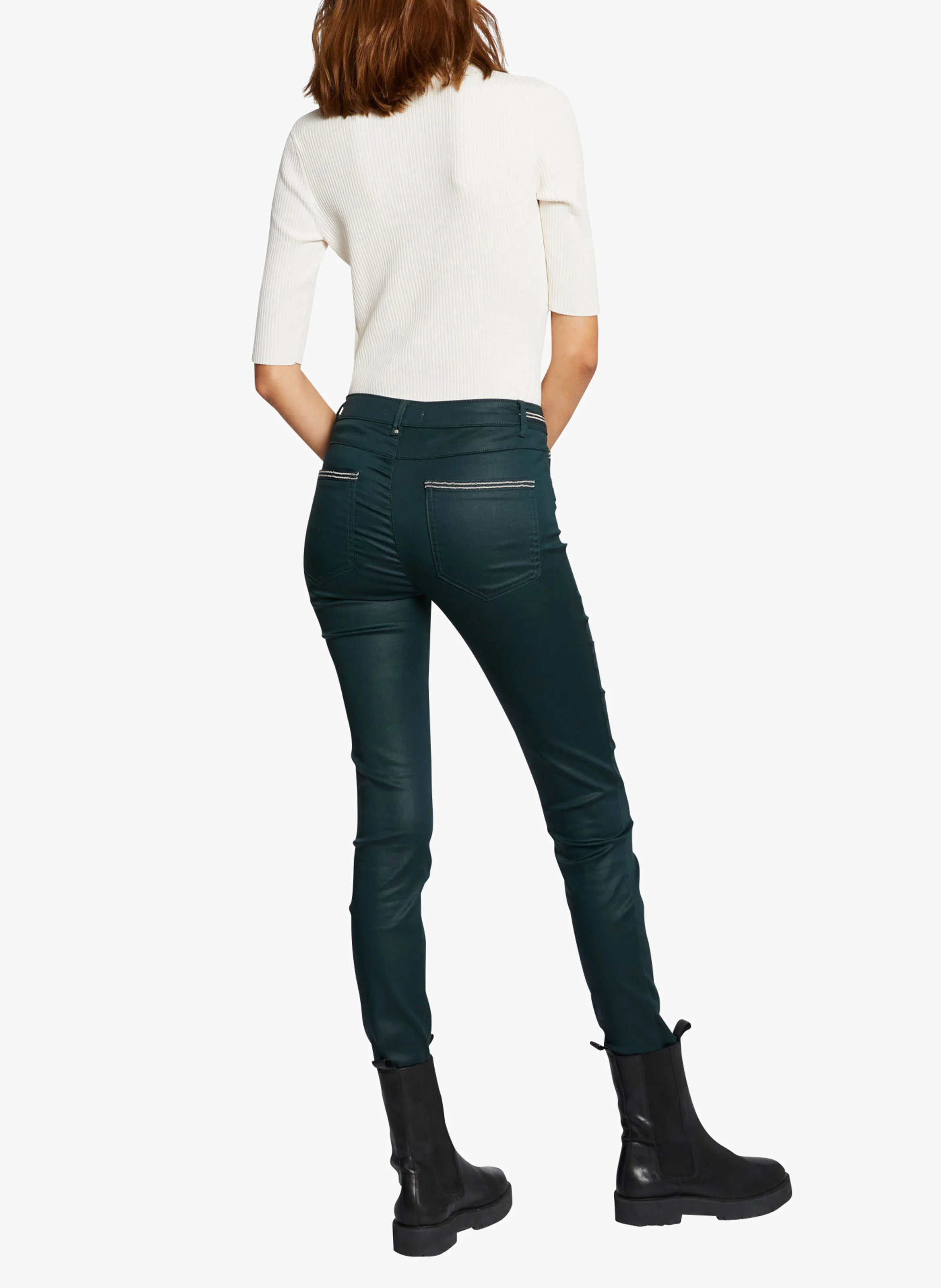 PALONA - Pantalon slim enduit | Kaki