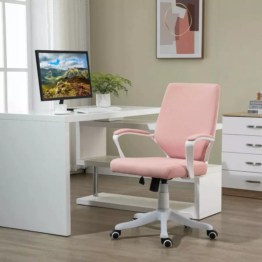 Vinsetto Bürostuhl ergonomisches liniendesign, weiche Polsterung rosaweiß