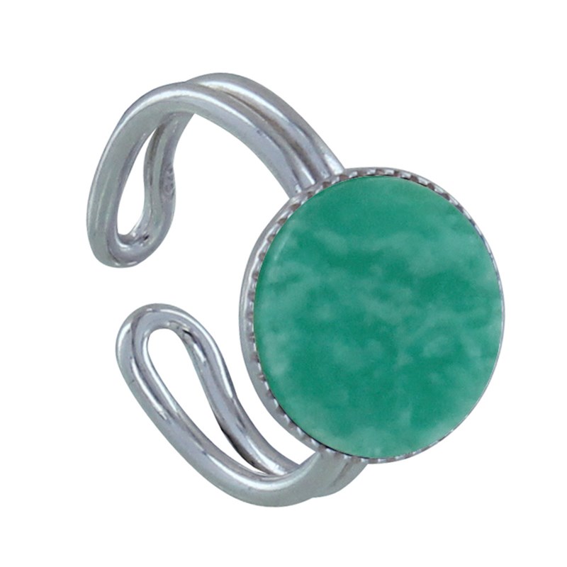 Bague Argent Rond Dentelé d'Amazonite