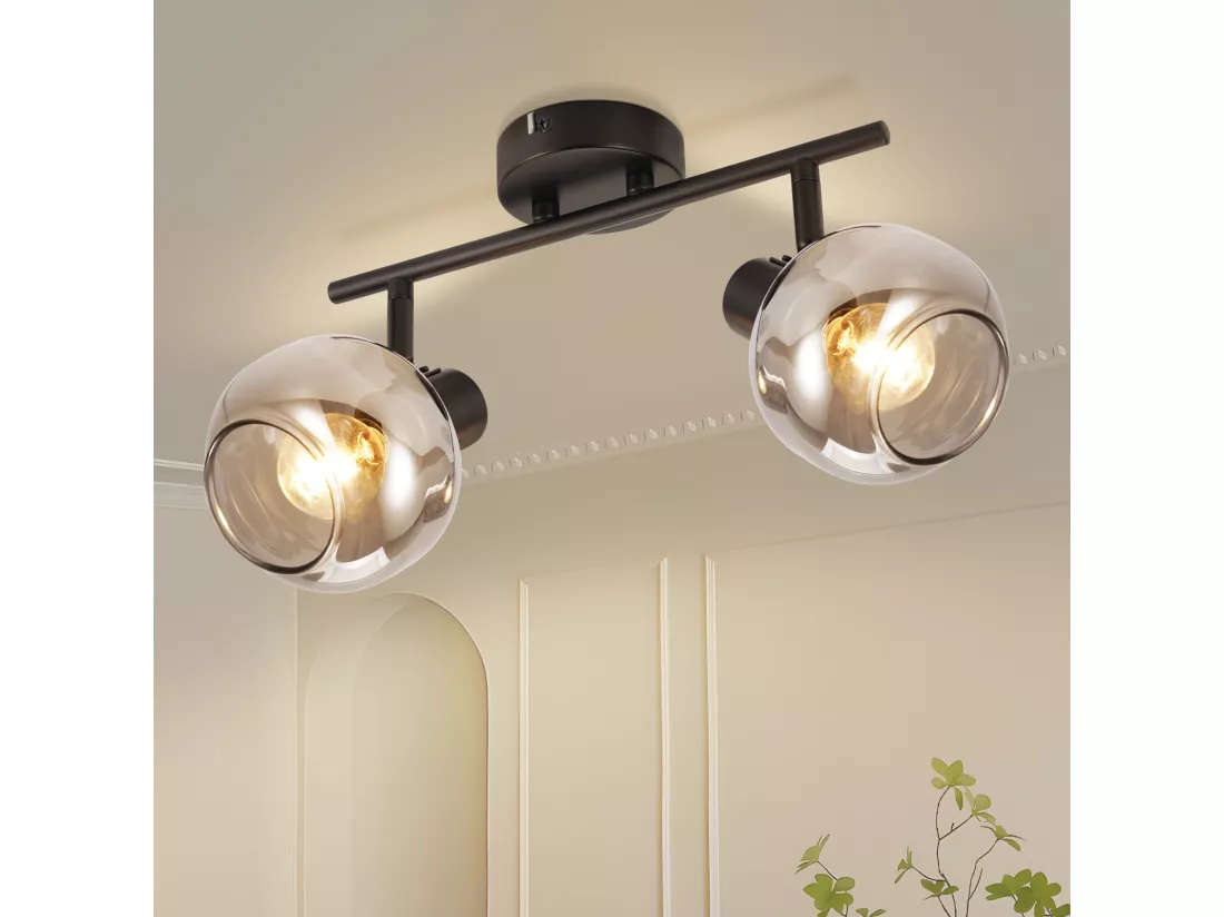 NETTLIFE Spot de plafond spots de plafond noirs GU10-2 rotatif à 355° moderne