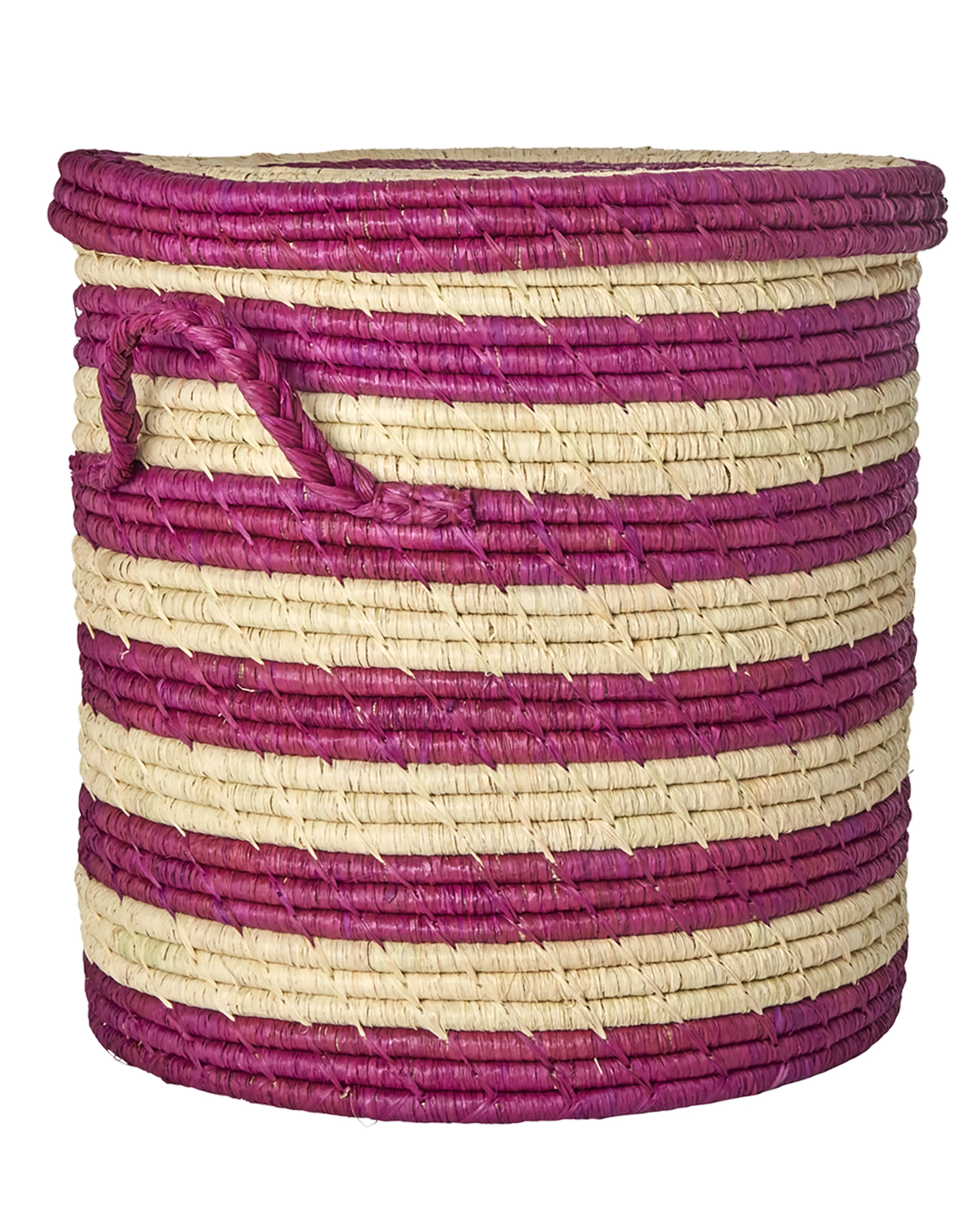 Aufbewahrungskorb LAUNDRY AUBERGINE STRIPES 2er-Set in purple