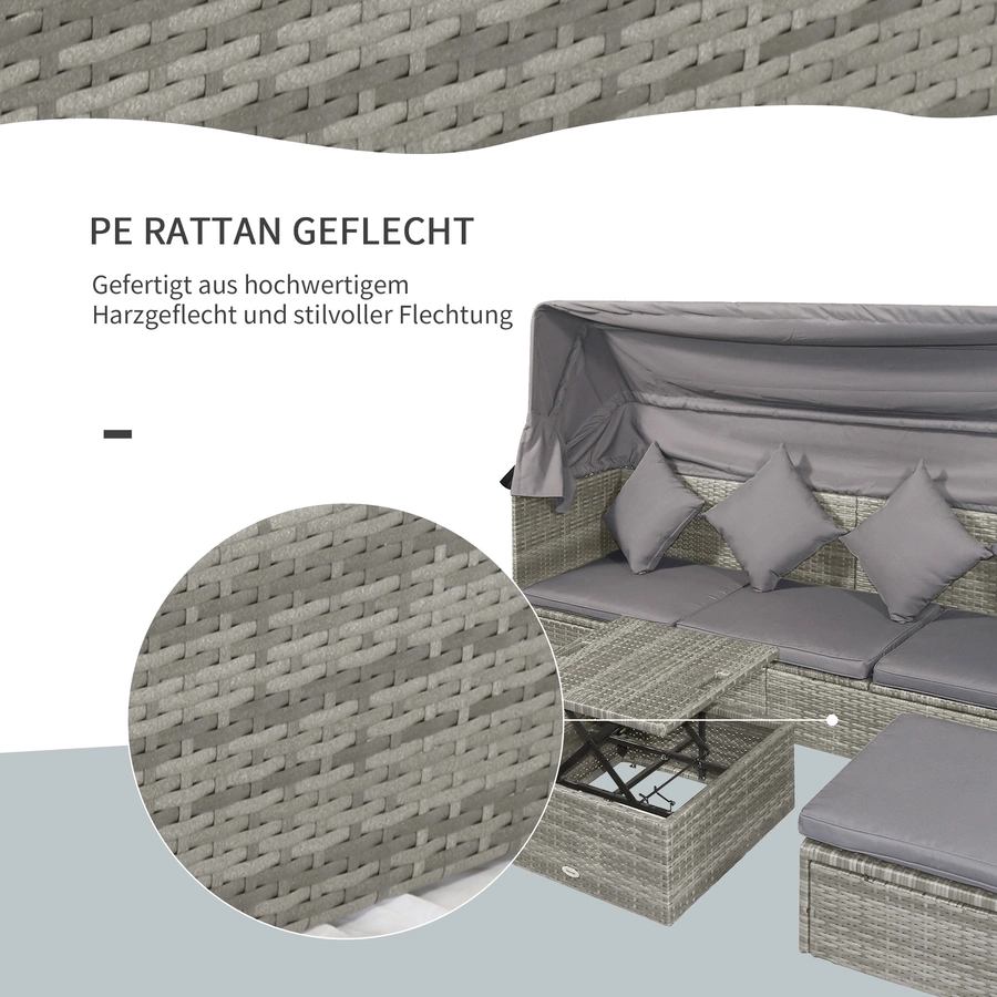 Outsunny 4-teilige Loungegruppe mit Sonnendach grau