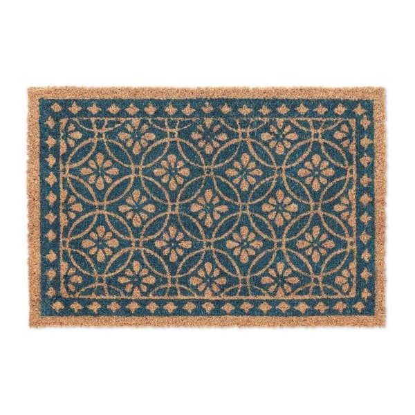 Kokosfiber dørmatte med blomsterdesign
