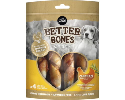 Zeus BetterBones Hondensnackrol, Kip met Tijm, 12 cm, 4 stuks, 152 g kauwspeeltje