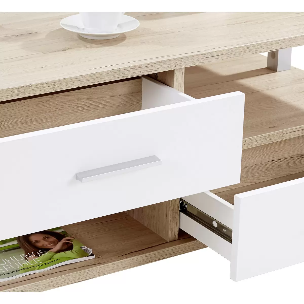 Salontisch Quattro weiss,Eiche