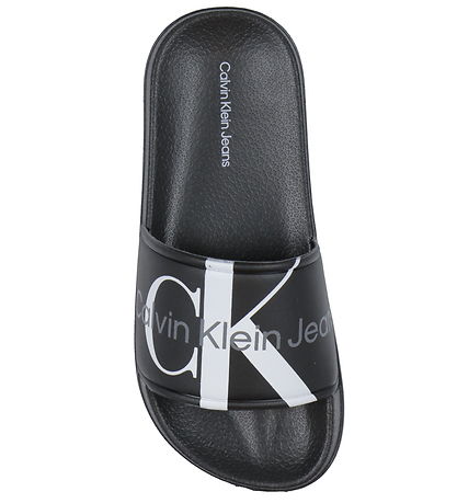 Calvin Klein Bådesandaler - Logo Pool Slide - Sort m. Gr?/Hvid