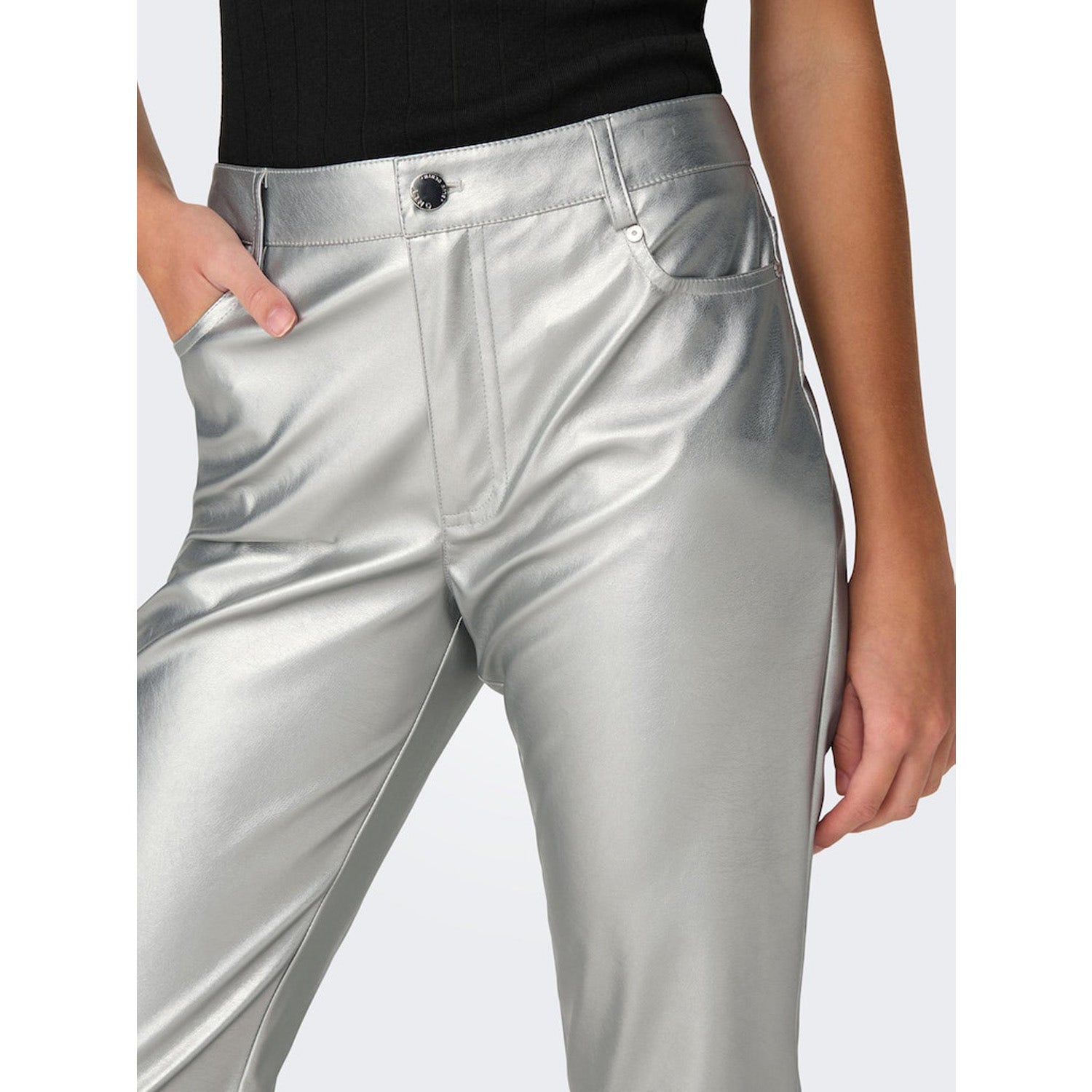 ONLY  Jaci-Lilo Mid Waist Metal Faux Leather