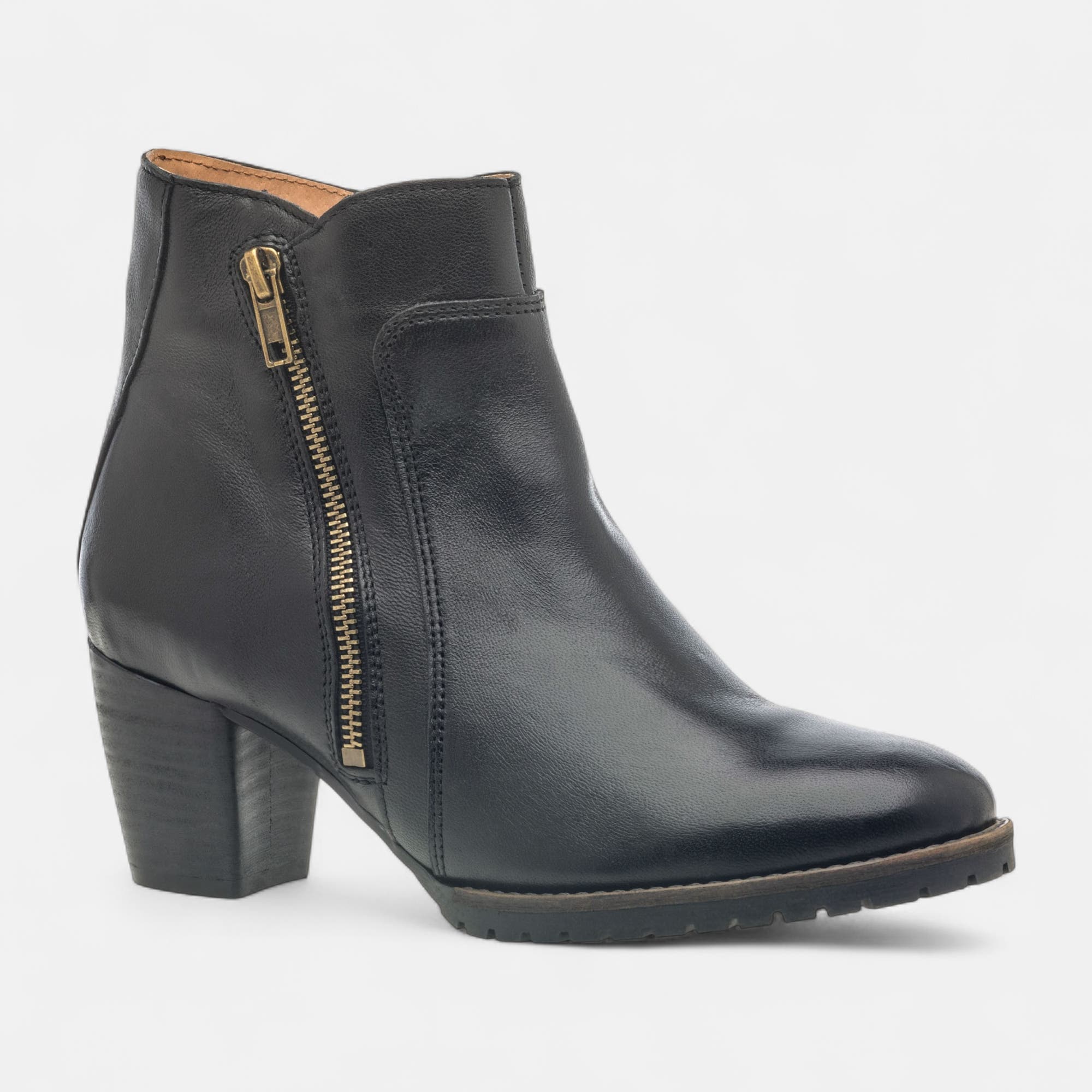 Bottines à talon Femme en cuir noir