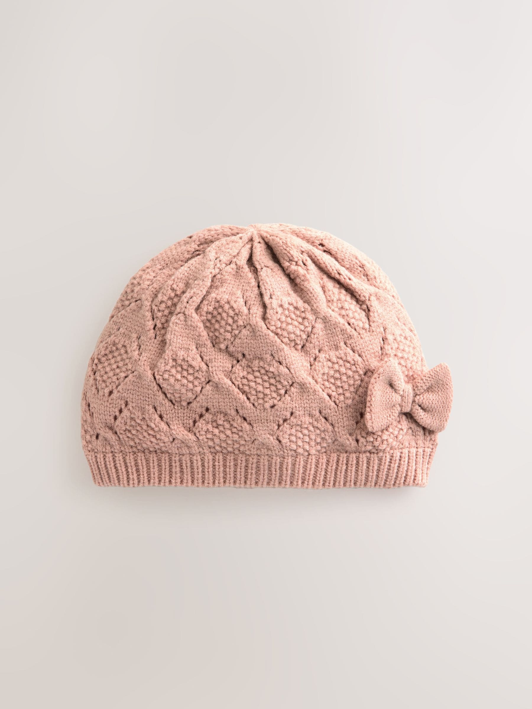 Roze - Gehaakte gebreide babymuts (0mnd-2jr)