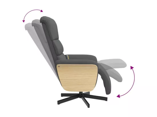 Fauteuil inclinable massant et repose-pieds gris foncé tissu