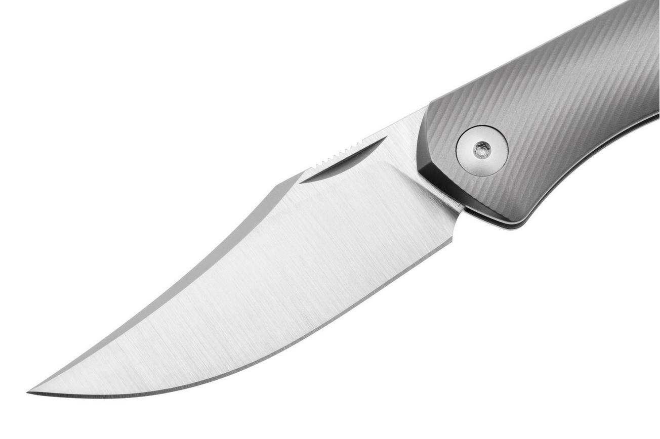 GiantMouse ACE Jutland JUTLAND-SJ-TI, Satin CPM S90V Grey Milled Titanium zakmes, Ansø en Voxnaes design