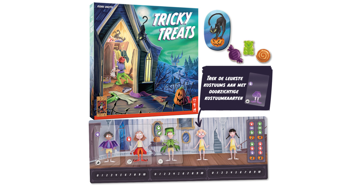 999 GamesTricky Treats Bordspel  (Nederlands, 2 - 4 spelers, 45 minuten, Vanaf 8 jaar)